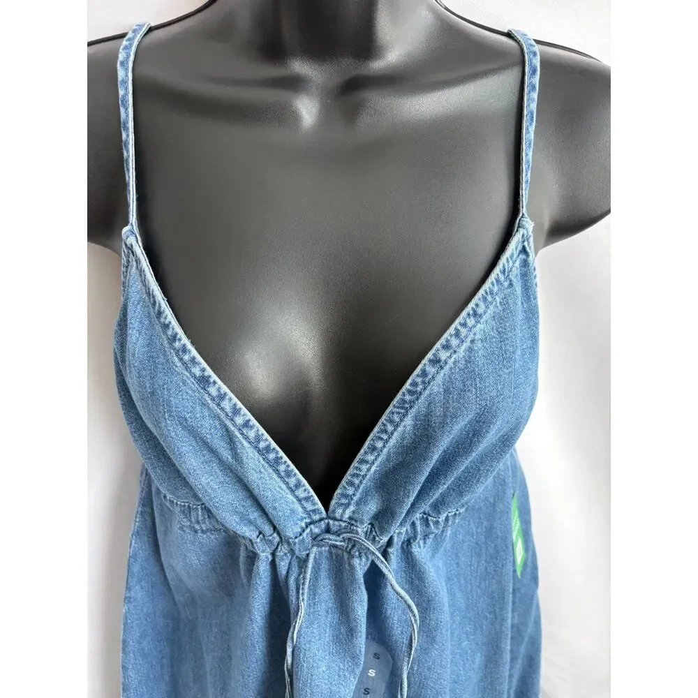GAP NWT Denim Mini Dress Size S Tie Front Y2K 90s Classy Classic Summer Shift